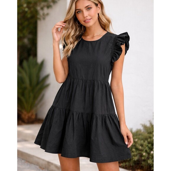 Dresses & Skirts - Avara Black Tiered Mini dress flowy coquette summer dress